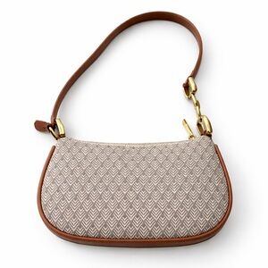 🤎 ZARA Jacquard Shoulder Bag w/ Brown Trim & Gold Hardware